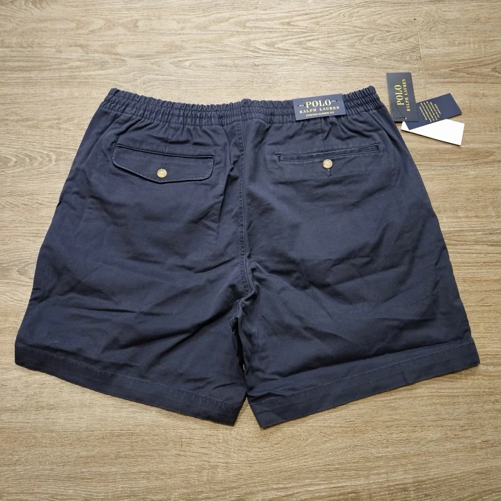 Polo Ralph Lauren Stretch Classic Fit Navy Blue Chino Shorts Men's Large NWT